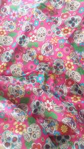 Fabric Library: SALE Fabric - Pink Sugar Skulls (UK)