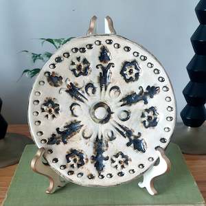 Tableware: Vintage Keskar French Modernist Pottery Plate (Signed)