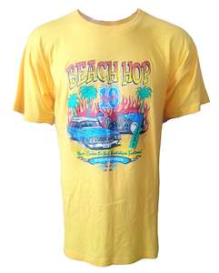 Womens Tees T Shirts: Vintage (2010) Beach Hop NZ Yellow T-Shirt (Large)