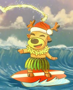 Christmas: Hawaiian Surfing Reindeer Christmas Ornament