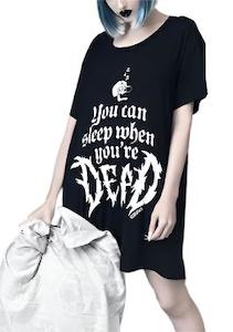 Womens Tees T Shirts: Killstar Dead Sleepy Sleep Ladies T-Shirt (Large to 2XL)