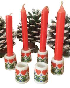 Vintage 70s West German Set of 6 Christmas Candle Holders