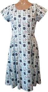 Cat Blue Stripe Audrey Dress - Planet Retro Original (XS Small Medium)