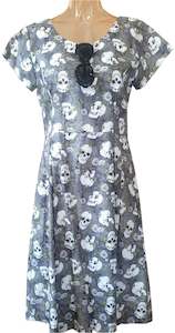 Green Ivy & Skulls Audrey Dress - Planet Retro Original (XS, Medium to 2XL)