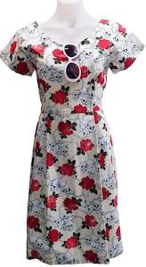 Skulls & Roses Cream Audrey Dress - Planet Retro Original (XS & XL)