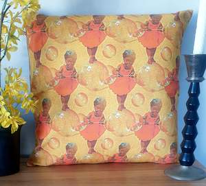 African Girl & Bubbles - Handmade Cushion Cover