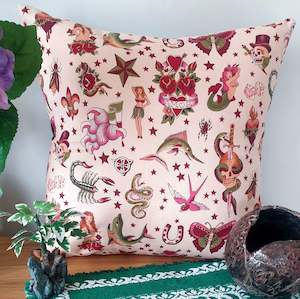 Pop Culture Cushion Covers: Sailor Jerry Tattoo Style Handmade Cushion Cover