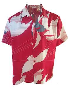 Mens 70s Red Hawaiian Vintage Shirt (2XL)
