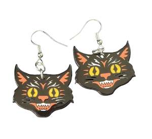 Earrings: Crazy Cat Acrylic Hook Earrings