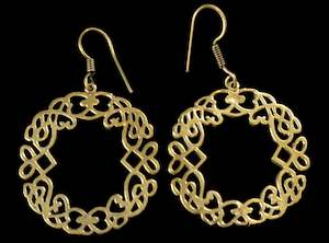Earrings: Vintage Brass Tone Filigree Earrings