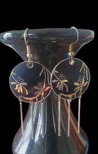 Earrings: Vintage Black & Gold Oriental Earrings