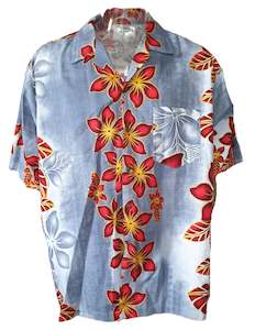 Mens Shirts: Vintage Island Style Men's Red Blooms Shirt (4XL)