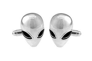 Silver Alien Heads Cufflinks