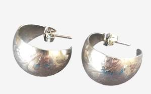 Under 20: Botanical Engraved Silver Half-Hoop Earrings