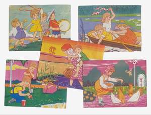 Vintage: Vintage Mid-Century Wooden Picture Blocks