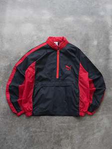 Vintage Black & Red Puma Half-Zip Jacket (M)