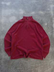 Vintage Burgundy Polo Ralph Lauren Quarter Zip Knit (L)