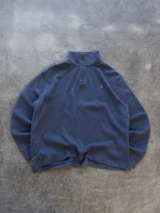 Vintage Blue Polo Ralph Lauren Quarter Zip Knit (M)