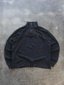 Vintage Charcoal Polo Ralph Lauren Quarter Zip Knit (L)