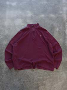 Knitwear: Vintage Maroon Polo Ralph Lauren Quarter Zip Knit (L)
