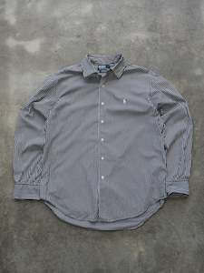 Ralph Lauren: Vintage Black and White Striped Ralph Lauren Shirt (XL)