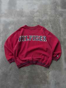 Vintage Red Tommy Hilfiger Sweatshirt (L)