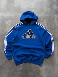 Adidas: Vintage Blue Adidas 3-Stripe Hoodie (L)