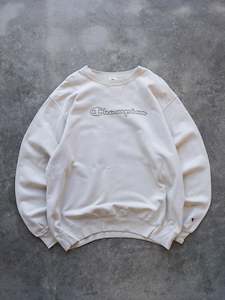 Champion: Vintage Cream Champion Script Sweatshirt (XL)