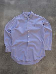 Vintage Blue Herringbone Ralph Lauren Shirt (M)