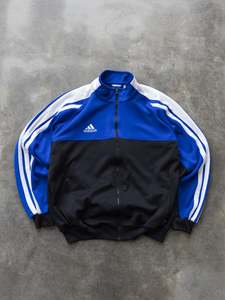Vintage Jackets: Vintage Blue and Black Adidas Track Jacket (XL)
