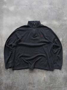 Vintage Charcoal Ralph Lauren Quarter Zip Knit (L)