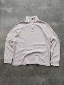 Vintage Cream Ralph Lauren Quarter Zip Knit (M)