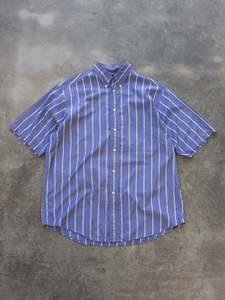 Vintage Blue Nautica Short Sleeve Stripe Shirt (M)