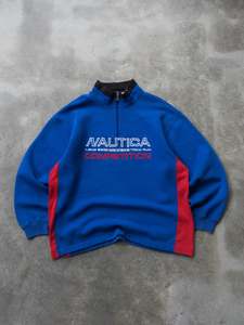 Vintage Blue Nautica Quarter Zip Sweatshirt (XL)