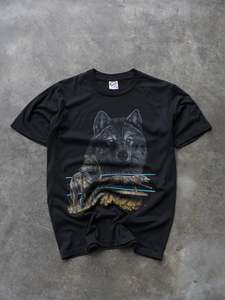 Vintage 90s Black Wolf Wildlife Tee (M)