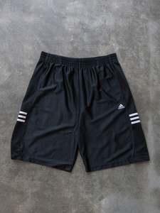 Vintage Shorts: Vintage Black Adidas 3-Stripe Shorts (M)