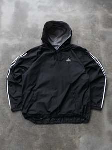 Adidas: Vintage Black Adidas Hooded Pullover (L)