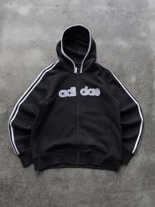 Vintage Black Adidas Zip Hoodie (L)