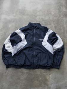 Reebok: Vintage Navy & White Reebok Windbreaker (L)