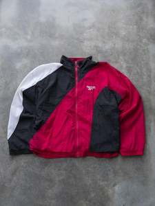 Reebok: Vintage Black & Red Reebok Windbreaker (L)