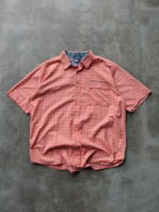 Vintage Short Sleeve Shirts: Vintage 00s Orange Tommy Jeans Short Sleeve Shirt (2XL)