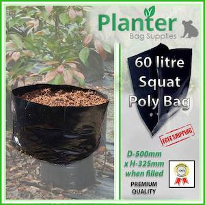 Products: 60 litre SQUAT Polyethylene Plant Growbags