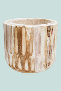 Pots Planters: Carved Wood U Planter - Fits Medium Plants