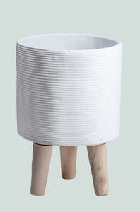 Ceramic Pots Pick Up Only: White Lines Tripod Ceramic Pot Range - 2 Styles