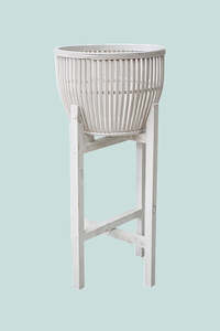 Baskets Natural Planters: White Bamboo Raised Planter