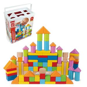 Wooden Blocks: Beech Wooden blocks with Sorter 100pc - Hape