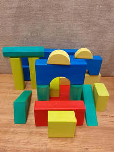 Large Wooden coloured building blocks 22pc - NZ Made