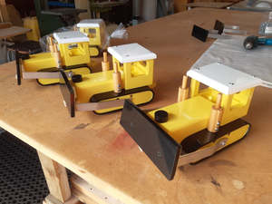 Large Wooden Vehicles: Wooden Bulldozer Painted - NZ Made