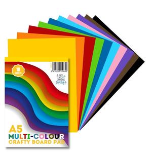 A5 Multi-Coloured Card 280gsm 10 Sheet Pad