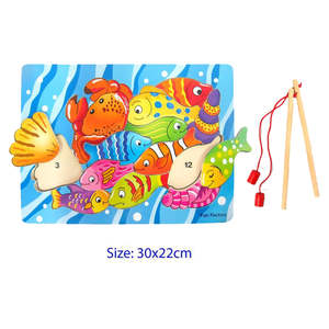 Play Extensions Manipulative Materials: Wooden Magnetic Fishing Puzzle - Fun Factory